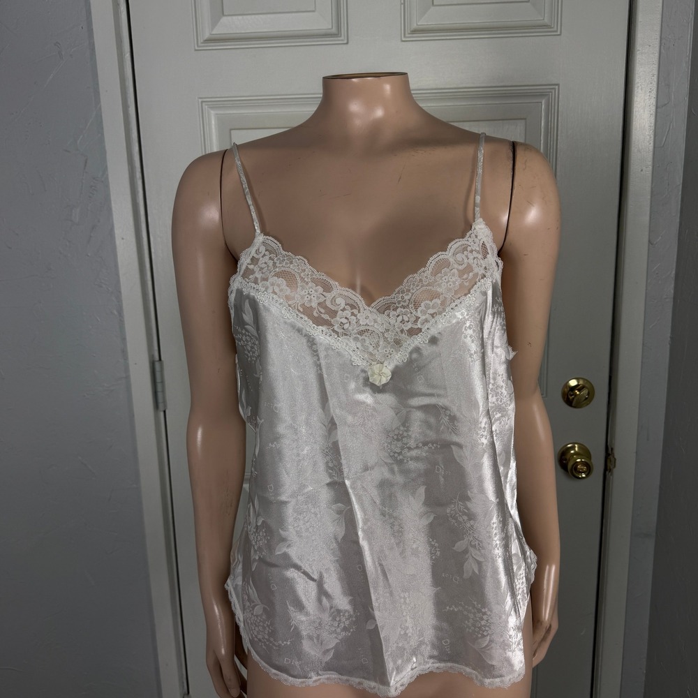 Vintage Y2K Christian Dior Shirt Medium Sheer Lace Tank Top Camisole Logo Q3-3